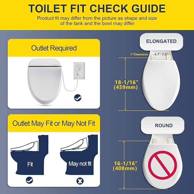 Heated Bidet Toilet Seat Elongated 102S-W, Unlimited Warm Water, Warm Air Dryer & Heated Seat, Electric Bidet with Remote Control, Self Cleaning Nozzle, Night Light, Soft Close Lid