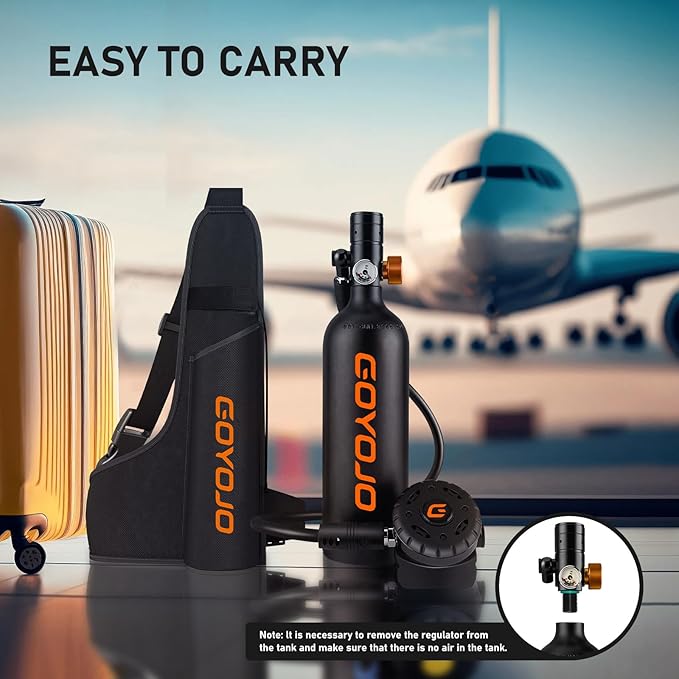 GOYOJO Mini Scuba Tank, Portable Diving Lung Air Tank with DOT Certified, Refillable Emergency Backup Pony Bottle for Snorkeling, Underwater Breathing, Training