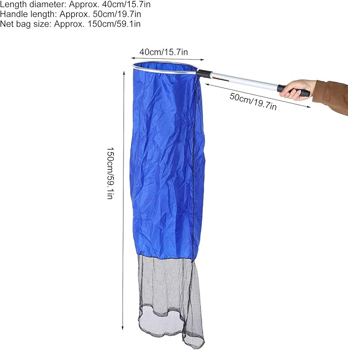 Aquarium Fish Net, Soft Fish Transfer Net Long Koi Tansfer Mesh Basket with 20-inch Long Handle for Medium Large Fish Spawning, Breeding, Care & Transfer(Diameter 40CM)