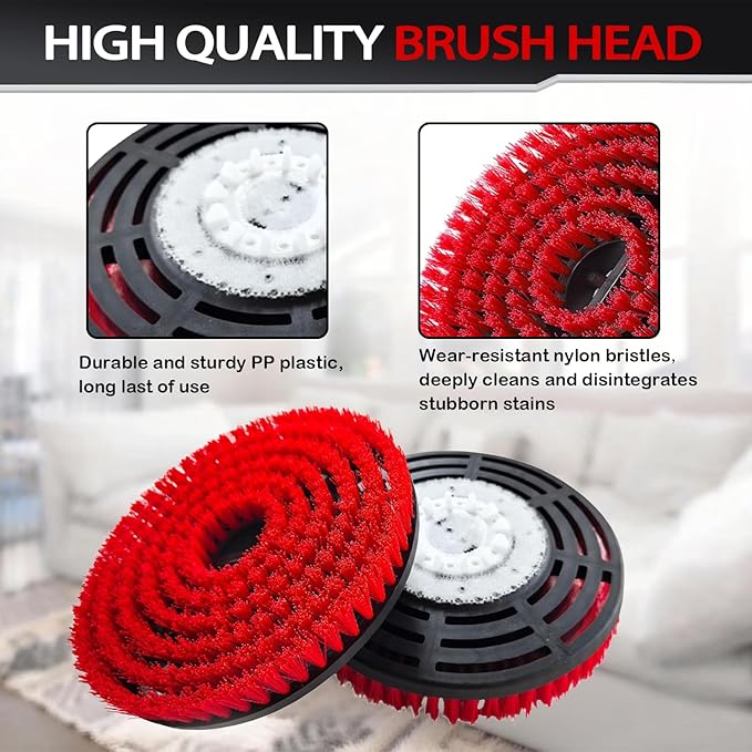 4 Pack Brush for Shark Steam Mop S7000 S7001 S7020 S7005 S8021 S8001 Replacement Brush Heads with Nylon Bristles and Scrub Pad Abrasive Polishing Pad (2 Red+2 White)