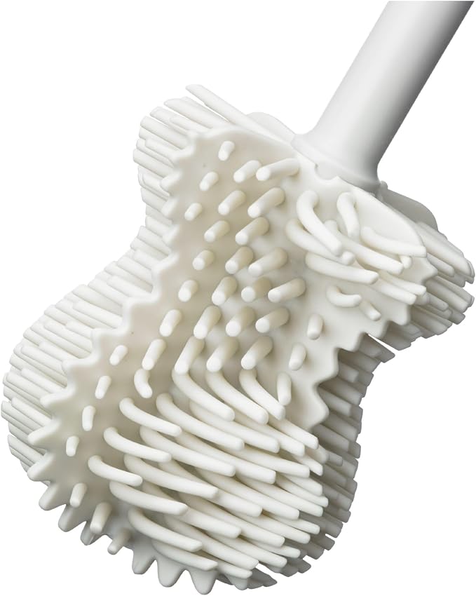 ReBorn Recycled Toilet Brush - Bathroom Toilet Bowl Brush & Holder - Anti Drip 360° Hourglass Brush Head - Closed Fit Storage Cover - Replaceable Heads - Made in Britain (Stone)