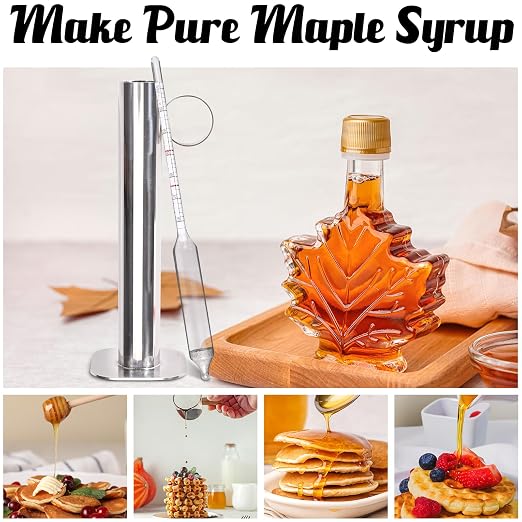 6pcs Maple Syrup Hydrometer Kit,Maple Syrup Density Kit,Stainless Steel Maple Syrup Hydrometer Test Cup Kit,Maple Syrup Supplies for Measuring Sugar Content in Syrup Sap