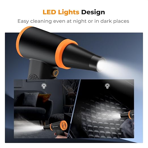 K&F CONCEPT Brushless Compressed Air Duster, 3 Gear Adjustable, 120000 RPM Super Power,Rechargeable&Portable, with Fast Charging, for Deep Computer Clean, Keyboard, Car Dry, Home