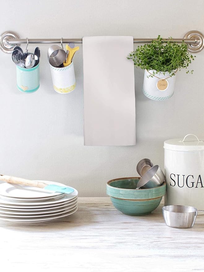 Urban Villa Kitchen Towels 100% Cotton Dish Towels for Kitchen(Set of 3)20”x30” Dish Cloths Highly Absorbent Kitchen Linen Set with Hanging Loop Perfect for Drying Dishes Cleaning Hand Towels – White