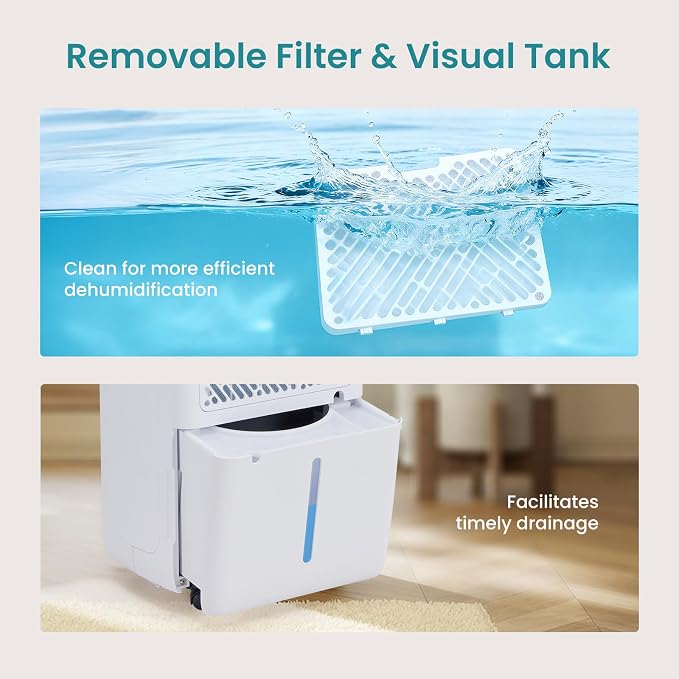 DUMOS 50Pints Dehumidifier with Drain Hose, Most Efficient Energy Star, 3,500 Sq.Ft Dehumidifier for Basement, 1.19 Gallon Tank 41dB, Airflow Swing, Ideal Humidity Remover for Home, Bedroom & Bathroom
