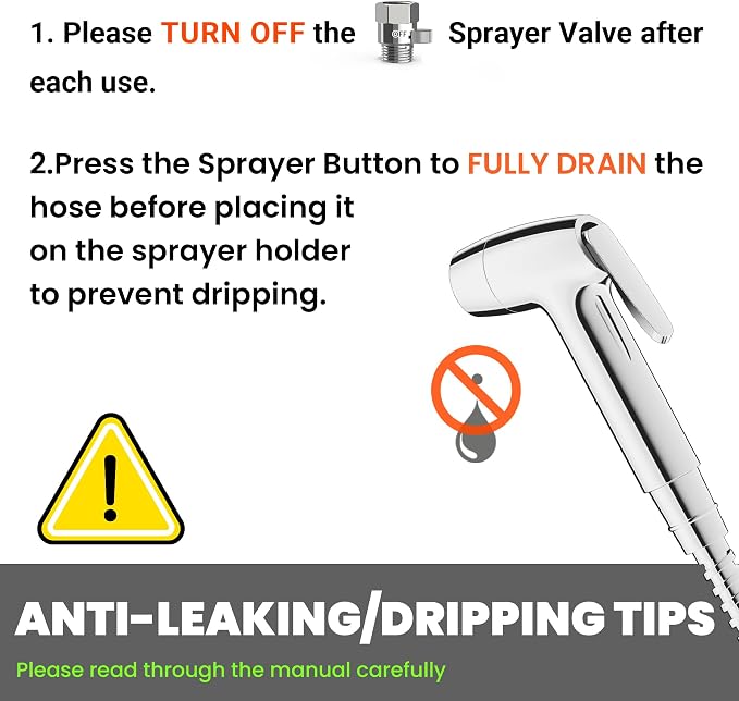 RV Bidet Sprayer, RV Handheld Bidet with Water Hose & RV Fitting, Wall-Mount Toilet Sprayer for Motorhomes, Fifth Wheels, Trailers & Campers Toilet (Chome Sprayer)