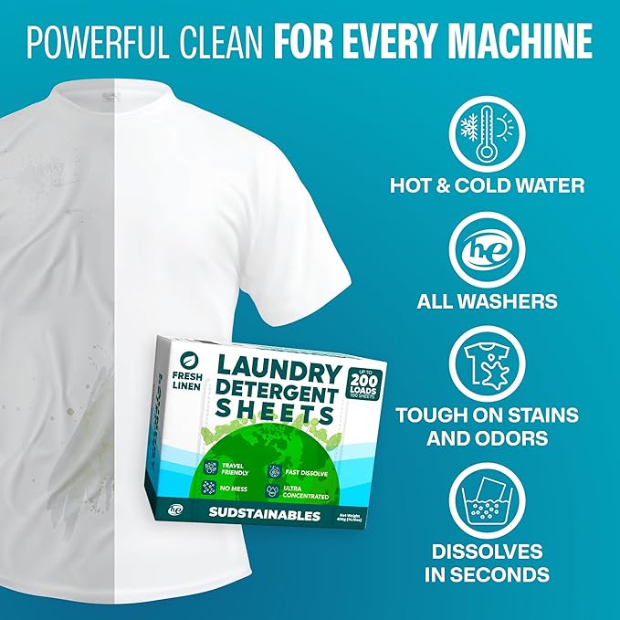 Washing Machine Cleaning tablets bundle with 100 Sheets Fresh Linen Laundry Detergent