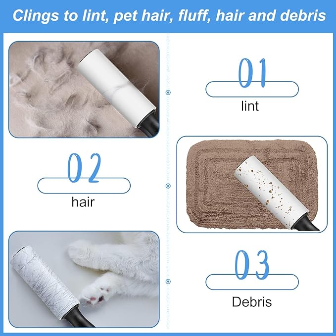 Zhehao 80 Pack Mini Lint Roller Bulk Small Lint Remover Travel Size Portable Brushes Sticky Roller for Clothes Pet Hair Furniture Couch Carpet Car Seats Bedding