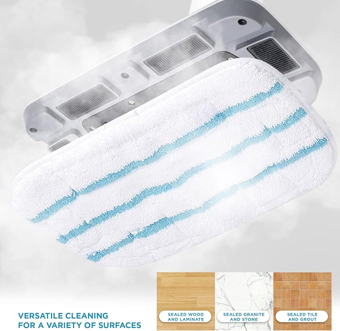 BLACK+DECKER 1300W Steam Mop for Hardwood, Tile & Laminate Floors, Multi-Surface Floor Steamer with Carpet Glider, 2 Washable Microfiber Pads, Fast Heat Up & 22 Ft Cord, White