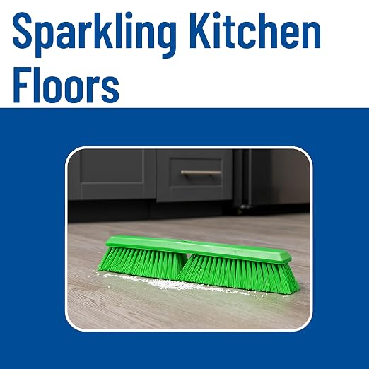 SPARTA 41891EC75 Omni Sweep Plastic Push Broom Head, Heavy Duty, Industrial Broom With Color Code System For Outdoor, Indoor, Garage, Concrete, Patio, Kitchen, Bathroom, 24 Inches, Lime, (Pack of 12)