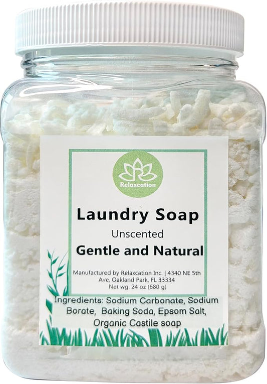 Natural Laundry Detergent Soap | Hypoallergenic Deep Cleaning Washing Powder | Eco-Friendly, Safe, and Effective BORAX, SODA ASH, EPSOM SALT, BAKING SODA and CASTILE SOAP (65 Loads) (Unscented)