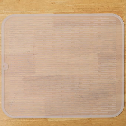 MicoYang Silicone Dish Drying Mat for Multiple Usage,Easy clean,Eco-friendly,Heat-resistant Silicone Mat for Kitchen Counter or Sink,Refrigerator or Drawer Liner Translucent XL 18 inches x 16 inches