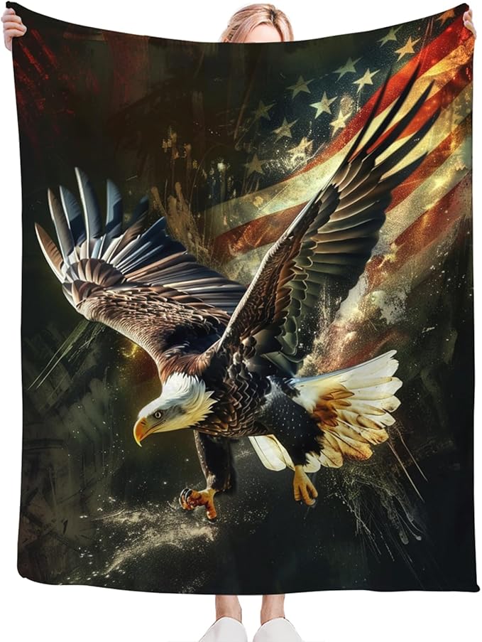 Tijuboni American Eagle Throw Blanket Eagle Gifts for Girls Boys Women Men Kids Adults Soft Flannel Fleece Blanket for Couch Sofa Bed Home Decor 50"x60"