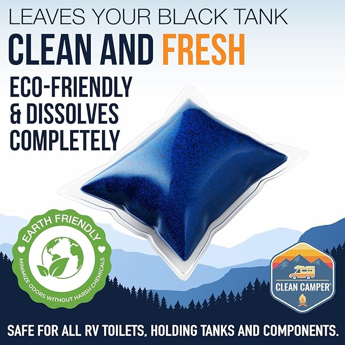 Clean Camper Extreme Strength RV Holding Tank Pods Maximum Odor Control & Fast Waste Breakdown | Bio-Active Enzyme Formula | Sensor Safe, Septic-Safe, & Eco-Friendly | Easy Drop-In Pods
