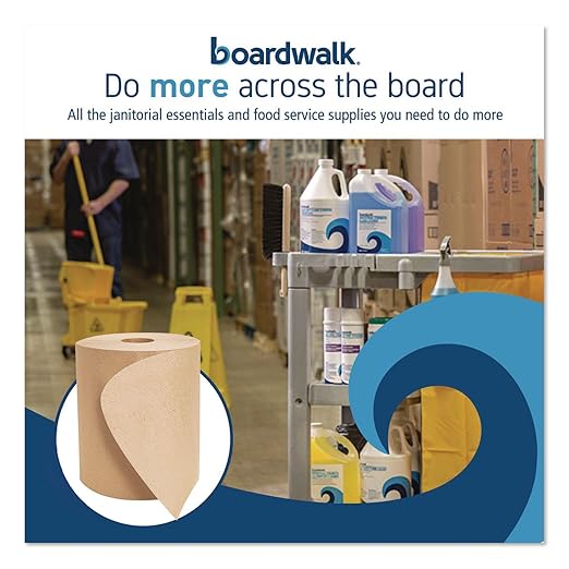 Boardwalk 16GREEN Green Seal Recycled Paper Towel Roll, Hardwound, Universal Roll Towels, Natural, 8" x 800 ft (Case of 6)