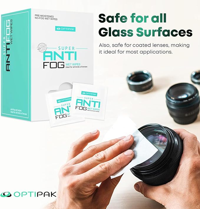 Anti-Fog Pre-moistened Wipes for Glasses, Binoculars, Face Shields, Ski Masks or Swim Goggles - Prevents Fogging on Plastic Eyeglasses, Mirrors & Lenses (350pk 3count)