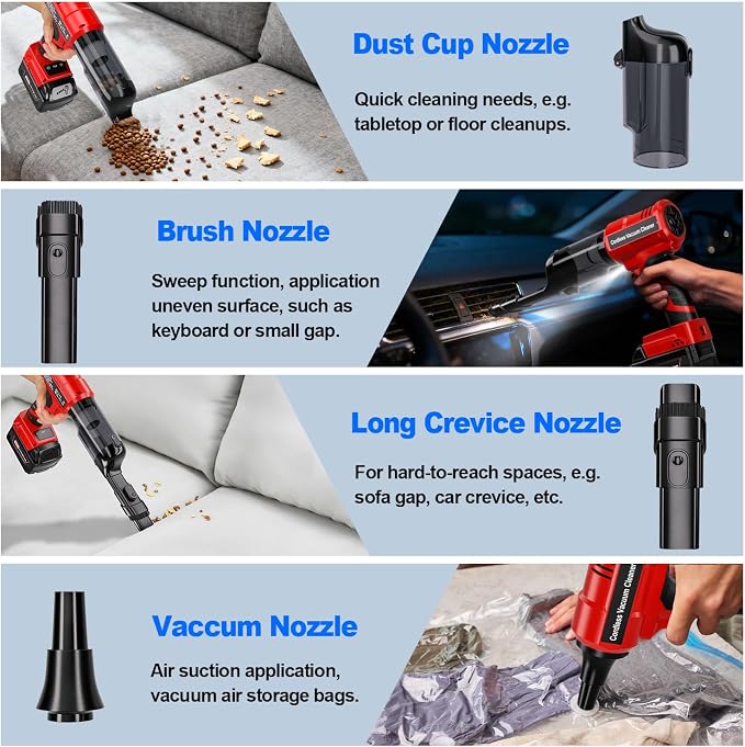 Cordless Handheld Vacuum Cleaner for Milwaukee 18V Battery: 3-Speed Modes Portable Vacuum with 20kPa 105AW Powerful Suction for Car, Pet Hair, Home Cleaning (Tool Only)