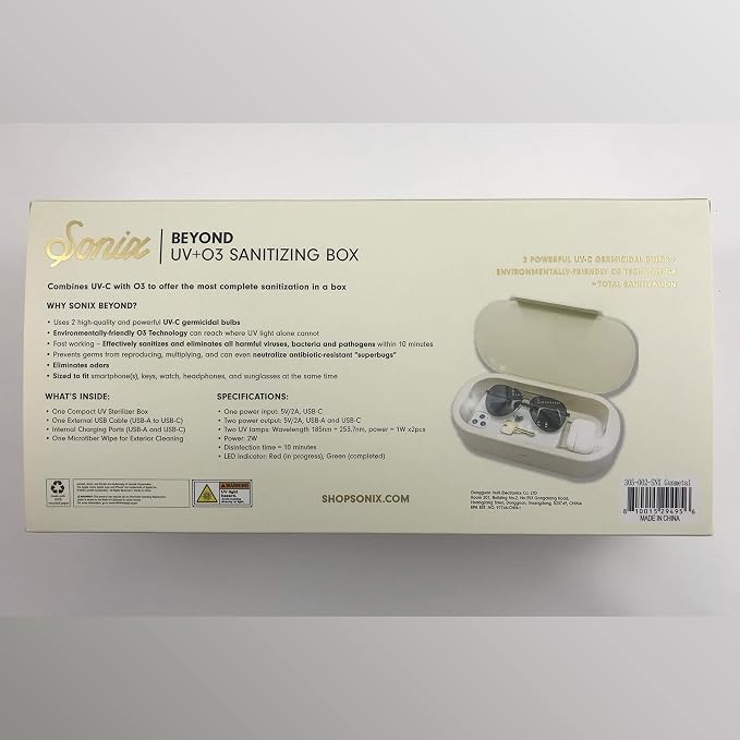 Sonix Beyond UV+O3 Sanitizer Box and Universal Charger UV and Ozone Disinfector for Phone, Mask, Makeup Brush, Nail Tool (Black Croc)