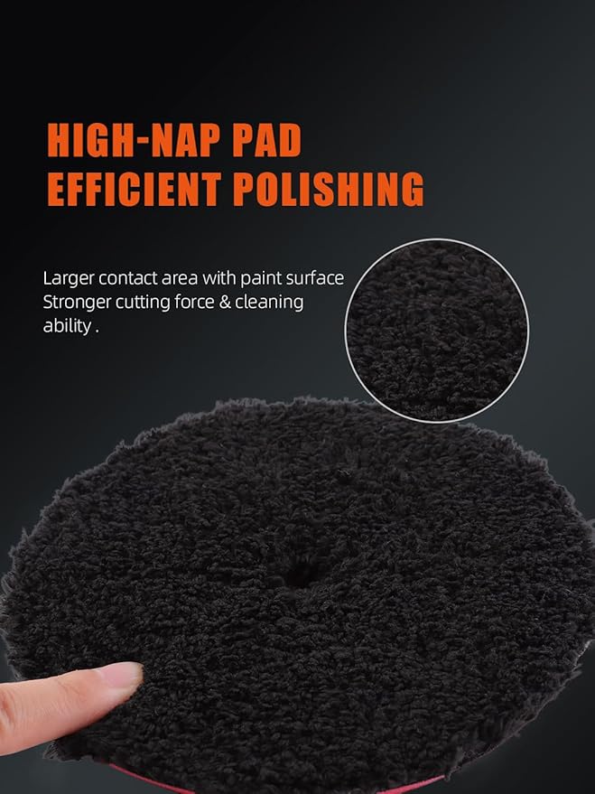 SPTA Microfiber Polishing Pad, 2Pcs 6Inch 150mm Microfiber Cutting Finishing Disc with Hook & Loop Backing for Car Buffer Polisher Cutting Buffing Waxing and Polishing
