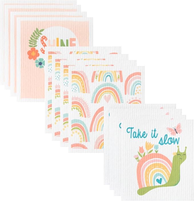 RITZ Swedish Sponge Cloths, Rainbows, 12 Pack