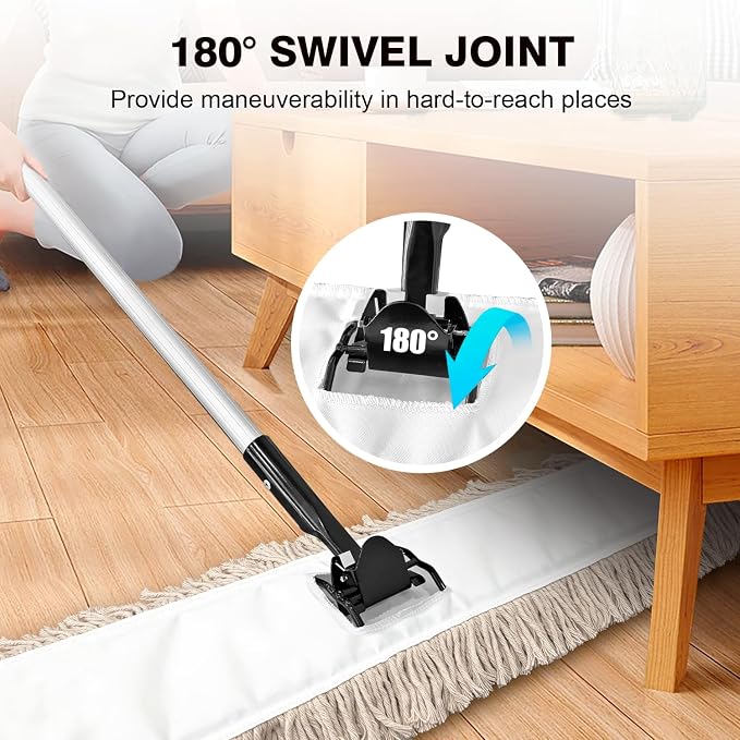 ARTIPOLY Commercial Dust Mop & Floor Sweeper，55" Industrial Dry Mop with Heavy Duty Long Handle, Premium Cotton Dust Mop Head for Hardwood Floors, Industrial, Commercial, and Residential Cleaning