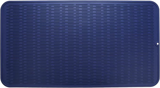 MicoYang Silicone Dish Drying Mat for Multiple Usage,Easy clean,Eco-friendly,Heat-resistant Silicone Mat for Kitchen Counter or Sink,Refrigerator or Drawer Liner Navy Blue 4XL 32 inches x 18 inches