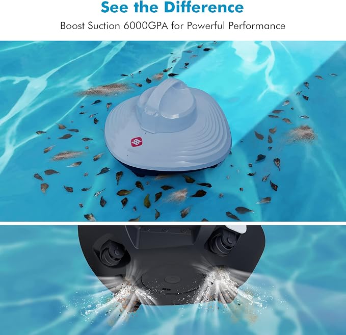 Hydrus Pool Vacuum for Above Ground Pools, Cordless Robotic Pool Cleaner, Automatic Rechargeable Pool Robot Lasts 90 Mins, Powerful Suction, Self-Parking, Ideal for Flat Swimming Pools up to 50Ft