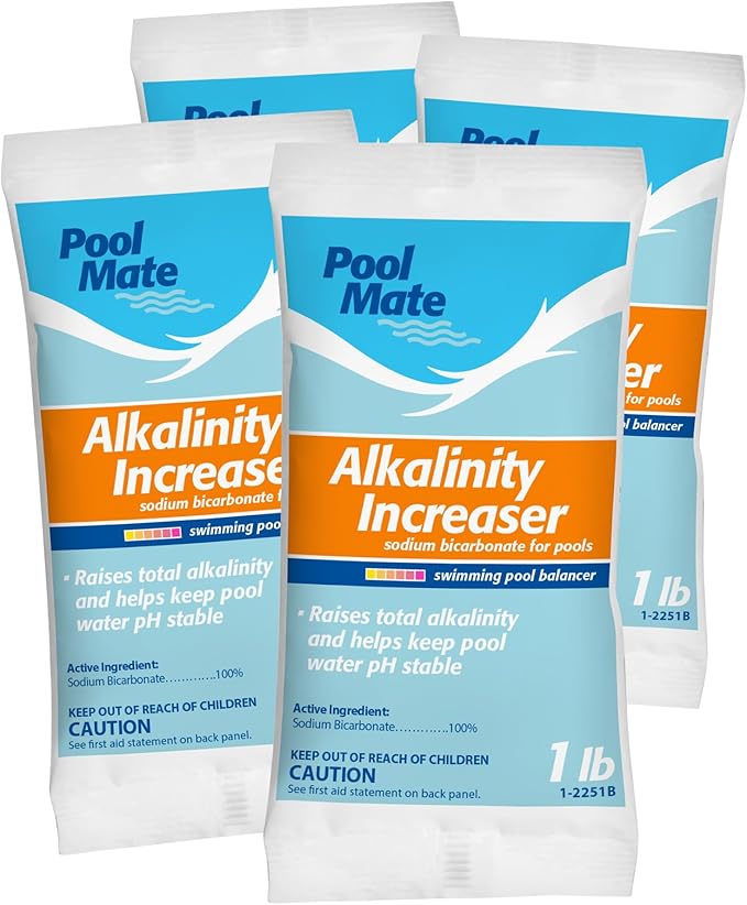 Pool Mate 1-Pound 4-Pack Premium Alkalinity Increaser for Swimming Pools, 100% Sodium Bicarbonate, Made in USA