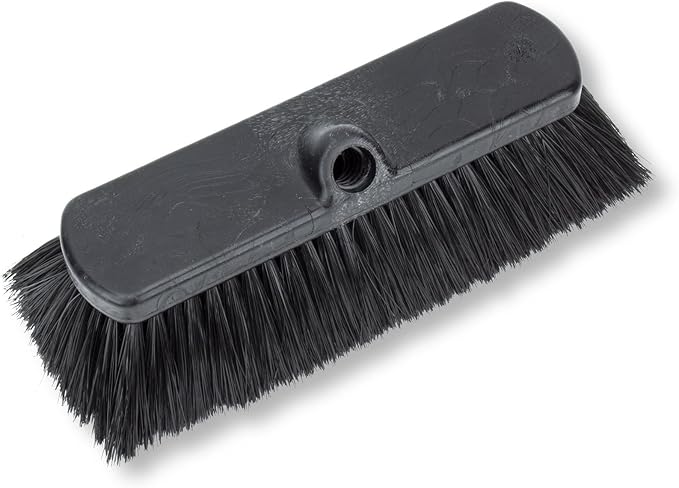 SPARTA 41278EC03 Flo-Thru Plastic Wall Scrub Brush, Equipment Brush With Soft Nylex Bristles For Industrial Kitchens, Hospitals, Commercial Cleaning, 4 Inches, Black