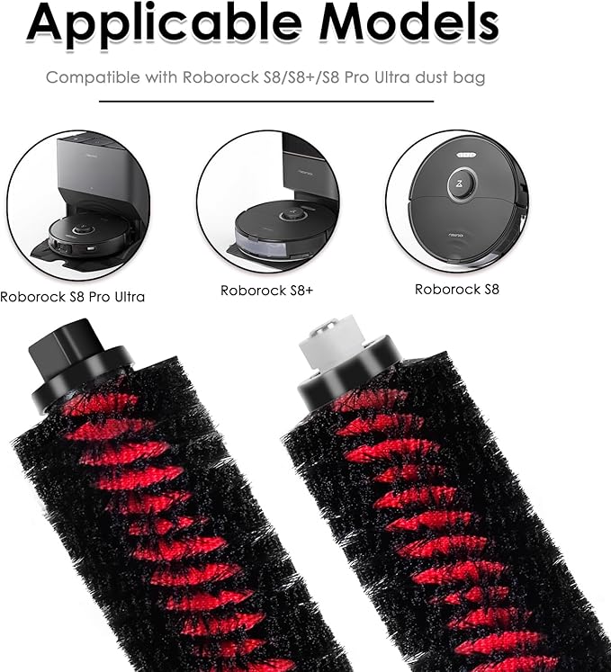 (3 Pack) S8 MaxV Ultra High Speed Cleaning Brushes Compatible with Roborock S8 MaxV Ultra, S8 Max Ultra, S8 Pro Ultra, S7 Maxv Ultra, S7 Pro Ultra Robot Vacuum, Replacement Self-Cleaning Brushes