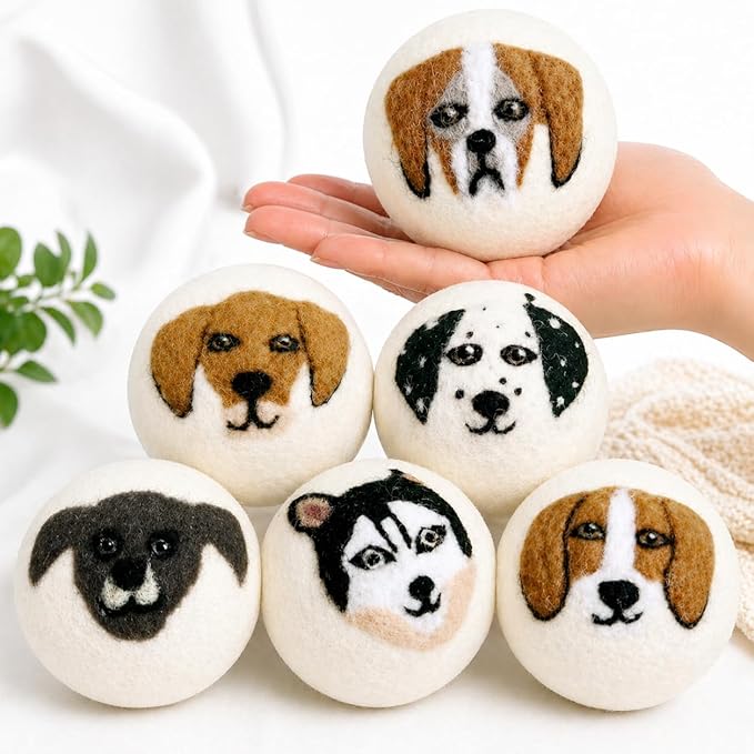 Wool Dryer Balls XL 6-Pack – Organic Wool Dryer Balls for Laundry Reusable, Natural Fabric Softener, Reduces Drying Time, Static, Wrinkles & Laundry Clumping