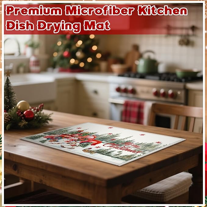 Meanplan 12 Pcs Seasonal Dish Drying Mats for Kitchen 24"x 16" Holiday Microfiber Absorbent Washable Drainer Mat Bulk for Counter Gift Patriotic Summer Home Accessories Decoration(Classic)