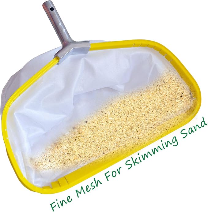 Professional Pool Net, Heavy Duty Skimmer Rake with Aluminum Frame, Fine Mesh Deep Bag Scoop for Cleaning Swimming Pool Leaf Pollen Silt, Pool Rake 19.5 inch