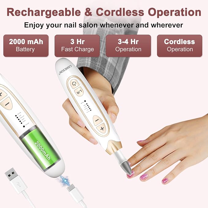Toenail Grinder, Toe Nail Grinder for Thick Toenails, Electric Manicure Pedicure Set, Cordless Rechargeable Toenail Drill File Kit, Toe Nail Sander for Men Women Seniors Humans Thick Nails
