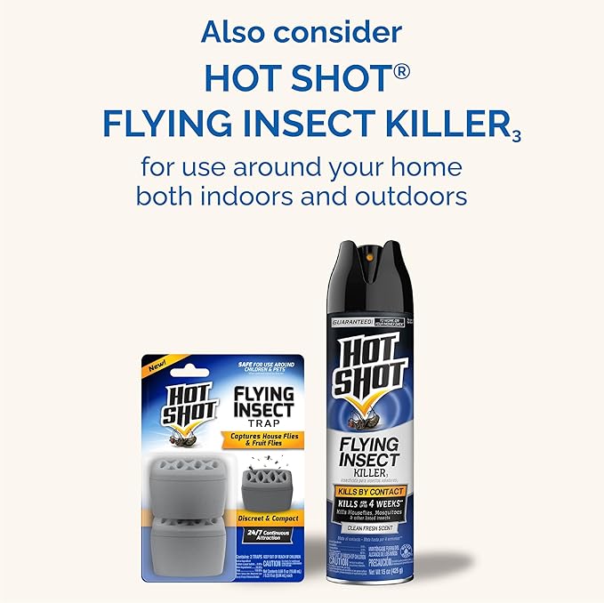 Hot Shot Flying Insect Trap, Discreet, Hassle-Free Trap Attracts, Captures House and Fruit Flies, 24/7 Continuous Attraction, No Plug-in Or Electricity Needed, 6 Count 984ml Each