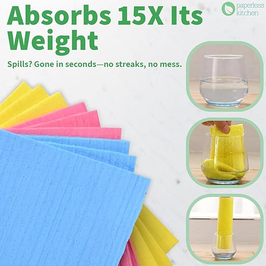 Ultimate Paperless Cleaning Kit – 12 Reusable Scrub Pads + 12 Swedish Dishcloths for a Zero-Waste Kitchen