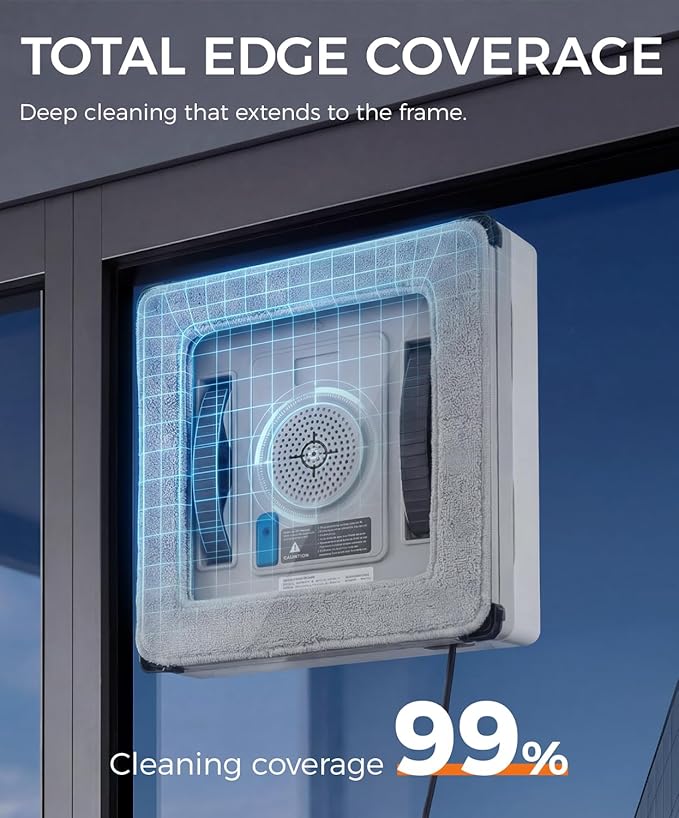 FRUITEAM Window Cleaning Robot with Dual Spray & Edge Detection, APP & Remote Control, Intelligent Path Planning, 3500PA Suction Anti-Fall, for High-Rise Windows, Glass, Tile