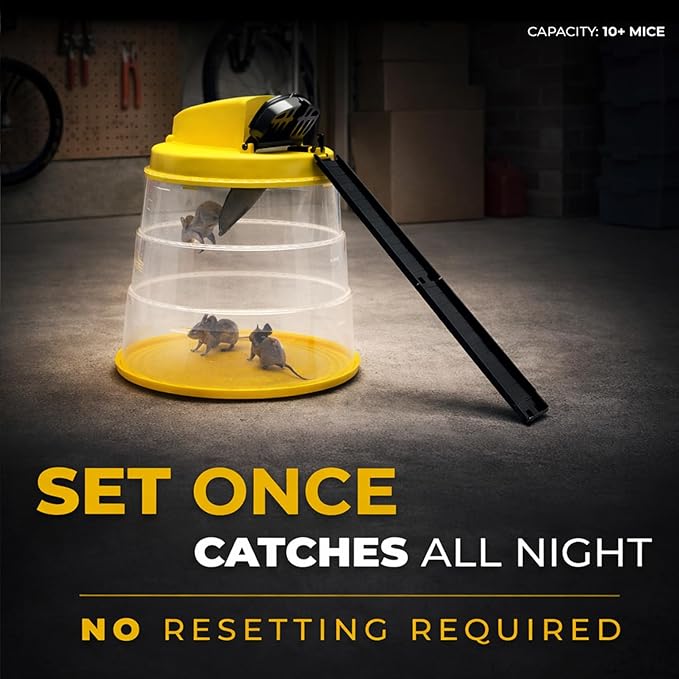 RinneTraps Flip N Slide All-in-One Mouse Trap |4 Pack| |Bucket Included| Self-Resetting Humane Live Catch | Made in USA | Indoor & Outdoor