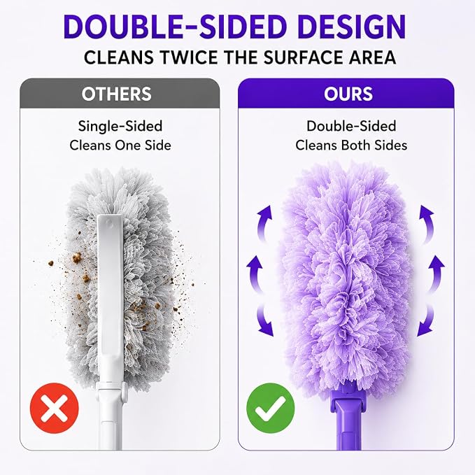 30 Count 360°Heavy Duty Duster Refills(for Swiffer), Multisurface Duster Refills Only, Unscented Disposable for Cleaning with 4X Microfibers for Electronics, Furniture, Blinds, Ceiling Fans