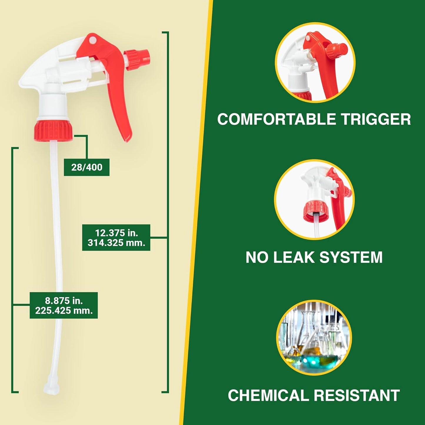 Heavy Duty 32oz Plastic Spray Bottles for Cleaning - Large Empty Industrial Bottles for Gardening Solutions, Vinegar, Chemicals, Professional Cleaners - Adjustable Sprayer Nozzle - Blue/Yellow 2 Pack