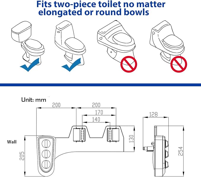 Self Cleaning Hot and Cold Water Bidet - Dual Nozzle (Male & Female) - Non-Electric Mechanical Bidet Toilet Attachment - with Temperature(BHCW01)
