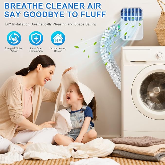 3-in-1 Indoor Dryer Vent Kit with 8-Layer Filter & 10FT Hose – Lint Trap Box with Water Drawer System, Easy Install for Electric Dryers, Improves Air Quality