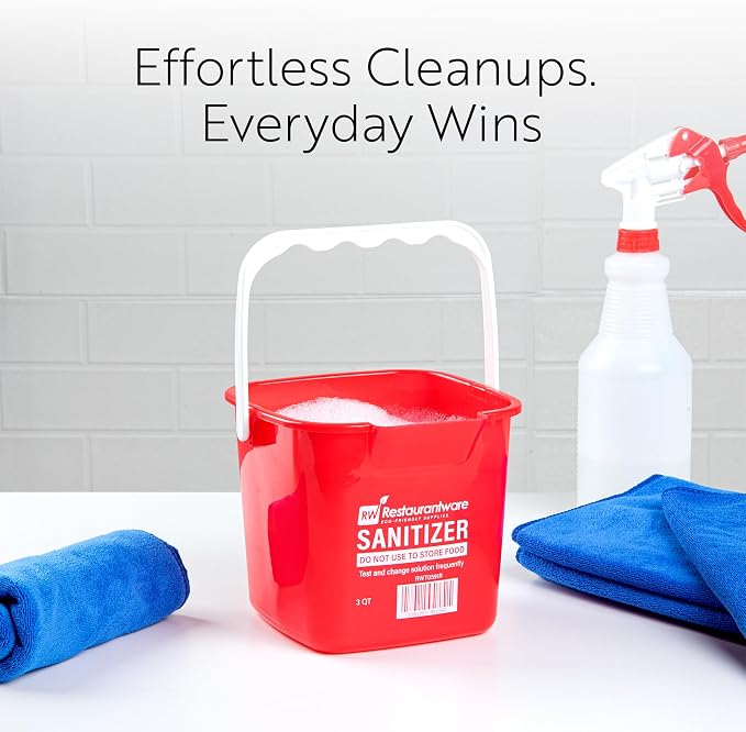Restaurantware-RW Clean 8 Quart Cleaning Buckets, 10 Detergent Square Buckets - With Measurements, Built-In Spout And Handle, Green Plastic Utility Buckets, For Home Or Commercial Use,