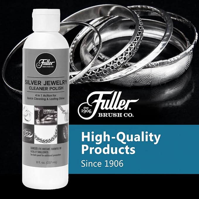 Fuller Brush Silver Cleaner and Polish – 4-in-1 Jewelry and Silverware Cleaning Formula with Tarnish Protection – Cleans Sterling, Silver Plate, Antique, Stainless Steel (Pack of 1)