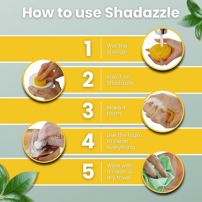Shadazzle Natural All Purpose Cleaner and Polish, 3 Pack Lemon Scent | Clean & Polish Surfaces, All Natural Ingredients, Easy to Rinse, For Kitchen, Bathroom, Tiles, Glass, Sink, Stainless Steel