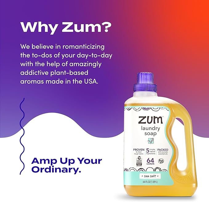 Zum by Indigo Wild Sea Salt Trio: Plant-Based Laundry Soap (64 fl oz), Goat's Milk Soap Bar (3 oz, 3 Pack), and Mist Room and Body Spray (4 fl oz, Pack of 2)