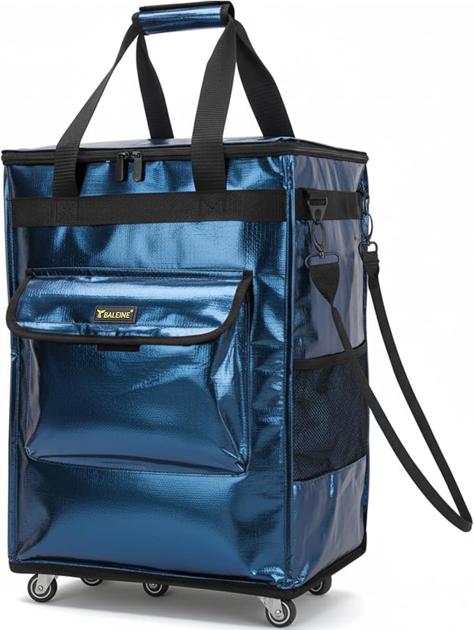 BALEINE Reusable Grocery Bags on Wheels, Rolling Tote Bag, Shopping Trolley, Large Backpack Shopping Carts for Groceries