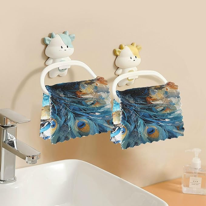 ALAZA Dish Towels Kitchen Cleaning Cloths Peacock Dish Cloths Absorbent Kitchen Towels Lint Free Bar Tea Soft Towel Kitchen Accessories Set of 6,11"x11"