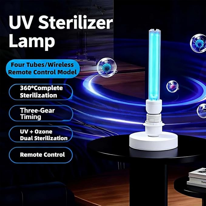 25W UV Light Sanitizer, Ultraviolet Lamp with Remote Control Portable Ultraviolet Light Sanitizer UVC Home Disinfection Device for Home, Room & Kitchen, Ultraviolet Light with 3 Speed Timings