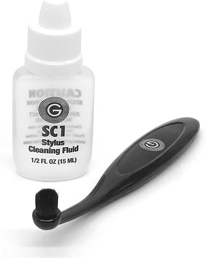 GrooveWasher SC1 Stylus Cleaning Kit to Clean LP Record Player Cartridge Needle – Anti-static Easy-Grip Brush + Stylus Cleaning Solution